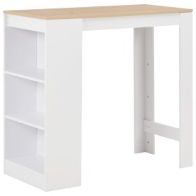 Mesa alta de cocina con estantería blanca 110x50x103 cm en Mesas de comedor | Comprar online en Foru.es