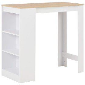 Mesa alta de cocina con estantería blanca 110x50x103 cm en Mesas de comedor | Comprar online en Foru.es