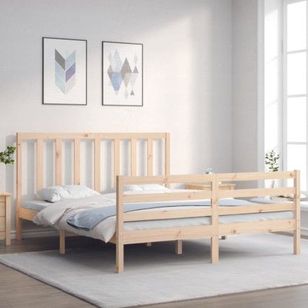 Estructura de cama con cabecero madera maciza 160x200 cm de vidaXL, Camas y somieres - Ref: Foro24-3193801, Precio: 136,42 €,...