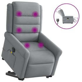 Sillón de masaje eléctrico reclinable elevable tela gris claro en Sillones | Comprar online en Foru.es