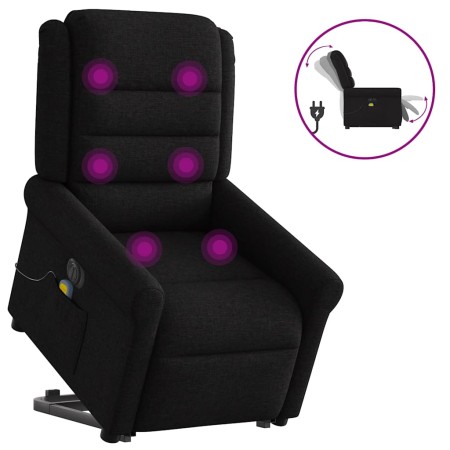Sillón de masaje eléctrico reclinable elevable tela negro en Sillones | Comprar online en Foru.es