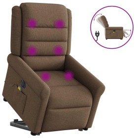 Sillón de masaje eléctrico reclinable elevable tela marrón en Sillones | Comprar online en Foru.es