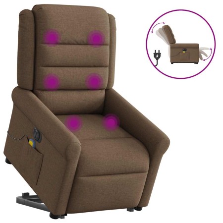 Sillón de masaje eléctrico reclinable elevable tela marrón en Sillones | Comprar online en Foru.es