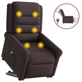 Sillón masaje eléctrico reclinable elevable tela marrón oscuro en Sillones | Comprar online en Foru.es