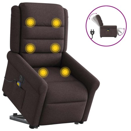 Sillón masaje eléctrico reclinable elevable tela marrón oscuro en Sillones | Comprar online en Foru.es