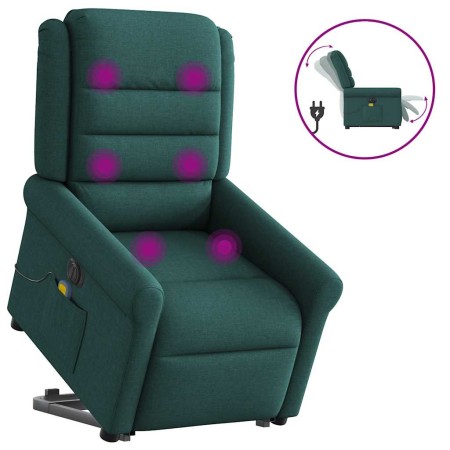 Sillón masaje eléctrico reclinable elevable tela verde oscuro en Sillones | Comprar online en Foru.es