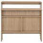 Mesa alta de bar con 2 tableros roble 130x40x120 cm en Mesas de comedor | Comprar online en Foru.es