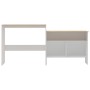 Mesa alta de bar con 2 tableros blanco y roble 130x40x120 cm en Mesas de comedor | Comprar online en Foru.es