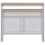 Mesa alta de bar con 2 tableros blanco y roble 130x40x120 cm en Mesas de comedor | Comprar online en Foru.es