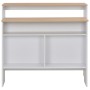 Mesa alta de bar con 2 tableros blanco y roble 130x40x120 cm en Mesas de comedor | Comprar online en Foru.es