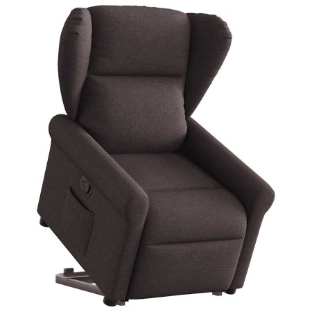 Sillón reclinable elevable tela marrón oscuro en Sillones | Comprar online en Foru.es