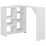 Mesa de bar con estantería móvil blanca 138x39x110 cm en Mesas de comedor | Comprar online en Foru.es