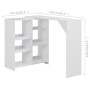 Mesa de bar con estantería móvil blanca 138x39x110 cm en Mesas de comedor | Comprar online en Foru.es