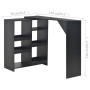 Mesa de bar con estantería móvil negro 138x39x110 cm en Mesas de comedor | Comprar online en Foru.es