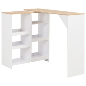 Mesa alta de bar con estante móvil blanca 138x39x110 cm en Mesas de comedor | Comprar online en Foru.es