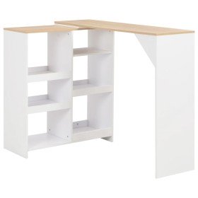 Mesa alta de bar con estante móvil blanca 138x39x110 cm en Mesas de comedor | Comprar online en Foru.es