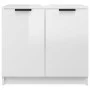 Armario de baño contrachapado blanco con brillo 64,5x33,5x59 cm de vidaXL, Taquillas y armarios de almacenamiento - Ref: Foro...