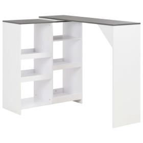 Mesa de bar con estantería móvil blanca 138x39x110 cm en Mesas de comedor | Comprar online en Foru.es