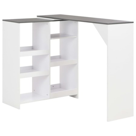 Mesa de bar con estantería móvil blanca 138x39x110 cm en Mesas de comedor | Comprar online en Foru.es
