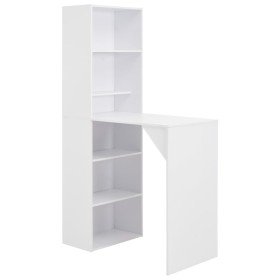 Mesa de bar con estantería blanca 115x59x200 cm en Mesas de comedor | Comprar online en Foru.es