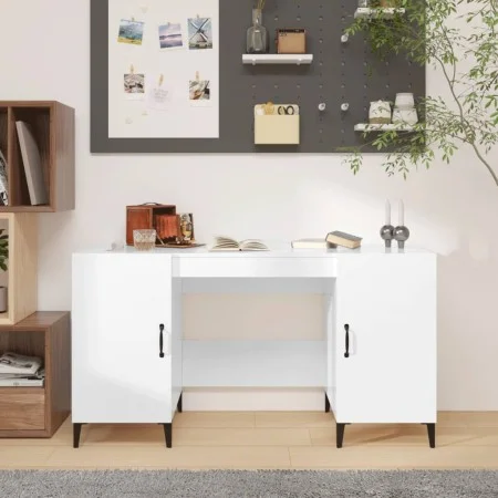 Escritorio madera contrachapada blanco brillante 140x50x75 cm de vidaXL, Escritorios - Ref: Foro24-812777, Precio: 119,12 €, ...