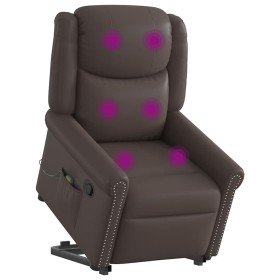 Sillón reclinable masaje pie cuero sintético marrón brillante en Sillones | Comprar online en Foru.es
