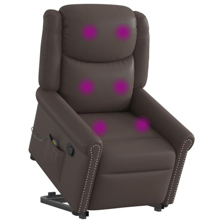 Sillón reclinable masaje pie cuero sintético marrón brillante en Sillones | Comprar online en Foru.es