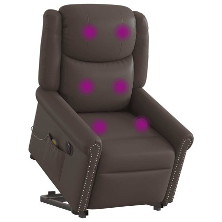 Sillón de masaje elevable eléctrico marrón brillante en Sillones | Comprar online en Foru.es