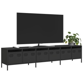 Mueble para TV acero laminado en frío negro 202x39x43,5 cm en Muebles TV | Comprar online en Foru.es