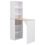 Mesa de bar con estantería blanca 115x59x200 cm en Mesas de comedor | Comprar online en Foru.es