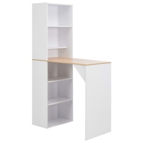 Mesa de bar con estantería blanca 115x59x200 cm en Mesas de comedor | Comprar online en Foru.es