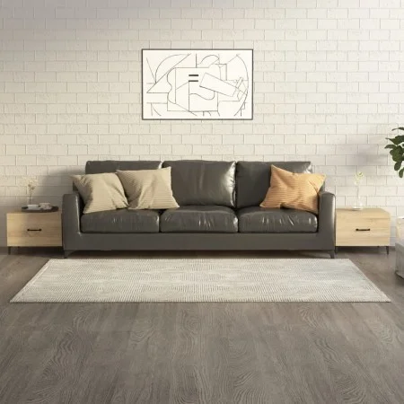 Mesa de centro con patas de metal 2 uds roble Sonoma 50x50x40cm de vidaXL, Mesas de centro - Ref: Foro24-812733, Precio: 63,0...