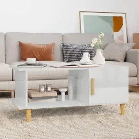 Mesa de centro madera contrachapada blanco brillo 90x50x40 cm de vidaXL, Mesas de centro - Ref: Foro24-812750, Precio: 49,71 ...