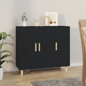 Black engineered wood sideboard 90x34x80 cm by vidaXL, Sideboards - Ref: Foro24-812493, Price: 102,17 €, Discount: %