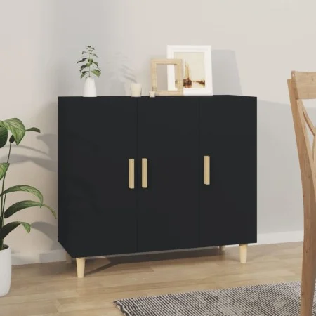 Black engineered wood sideboard 90x34x80 cm by vidaXL, Sideboards - Ref: Foro24-812493, Price: 102,17 €, Discount: %