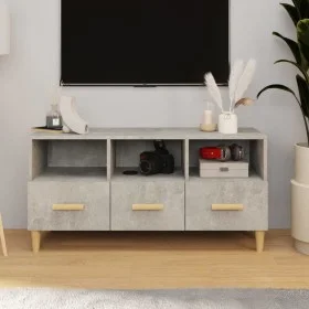 Mueble de TV madera de ingeniería gris hormigón 102x36x50 cm de vidaXL, Muebles TV - Ref: Foro24-812604, Precio: 69,21 €, Des...