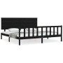 Estructura de cama con cabecero madera maciza negro 200x200 cm de vidaXL, Camas y somieres - Ref: Foro24-3193425, Precio: 220...