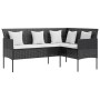 Sofá en forma de L con cojines ratán sintético negro de vidaXL, Sofás de exterior - Ref: Foro24-318584, Precio: 204,76 €, Des...