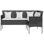 Sofá en forma de L con cojines ratán sintético negro de vidaXL, Sofás de exterior - Ref: Foro24-318584, Precio: 204,76 €, Des...