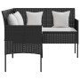 Sofá en forma de L con cojines ratán sintético negro de vidaXL, Sofás de exterior - Ref: Foro24-318584, Precio: 204,76 €, Des...