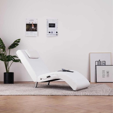 Diván de masaje con almohada de cuero sintético blanco en Divanes | Comprar online en Foru.es