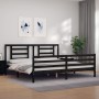 Estructura de cama con cabecero madera maciza negro 200x200 cm de vidaXL, Camas y somieres - Ref: Foro24-3194725, Precio: 172...