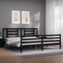 Estructura de cama con cabecero madera maciza negro 200x200 cm de vidaXL, Camas y somieres - Ref: Foro24-3194725, Precio: 172...