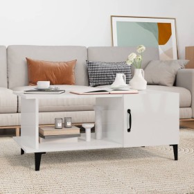 Mesa de centro madera contrachapada blanco brillo 90x50x40 cm de vidaXL, Mesas de centro - Ref: Foro24-812759, Precio: 47,93 ...