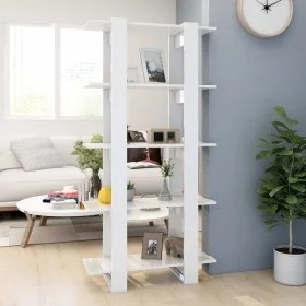 Estantería/divisor de espacios blanco brillo 80x30x160 cm de vidaXL, Librerías y estanterías - Ref: Foro24-811571, Precio: 71...