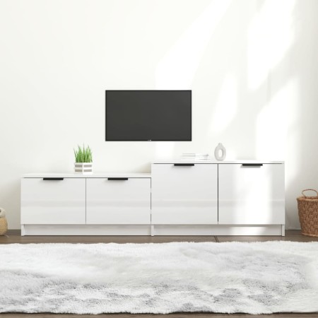 Mueble TV madera contrachapada blanco brillante 158,5x36x45 cm de vidaXL, Muebles TV - Ref: Foro24-811490, Precio: 84,76 €, D...