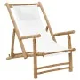 Silla de playa de bambú y lona blanco crema de vidaXL, Sillas de jardín - Ref: Foro24-318594, Precio: 54,09 €, Descuento: %