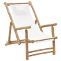 Silla de playa de bambú y lona blanco crema de vidaXL, Sillas de jardín - Ref: Foro24-318594, Precio: 54,57 €, Descuento: %