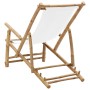 Silla de playa de bambú y lona blanco crema de vidaXL, Sillas de jardín - Ref: Foro24-318594, Precio: 54,57 €, Descuento: %