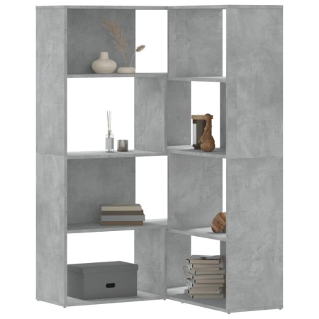 Estantería esquina 4 niveles madera gris hormigón 85x85x140 cm en Librerías y estanterías | Comprar online en Foru.es